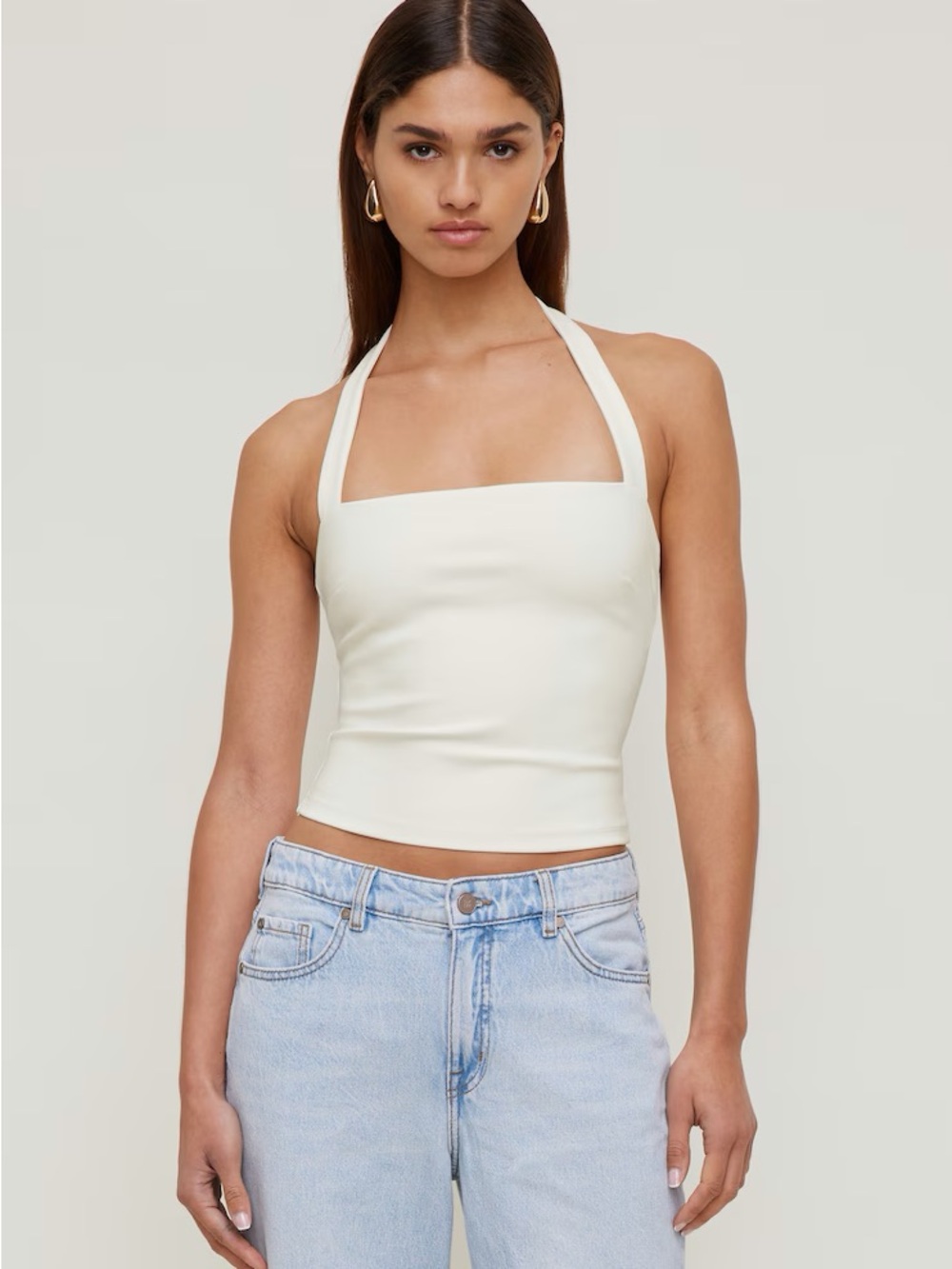 Dynamite Cream Halter Square Neck Tank